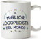 MUGFFINS Tazas para LOGOPEDA hombre - En Italiano - Miglior del Mondo - 11 oz / 330 ml - Regalo original y divertido