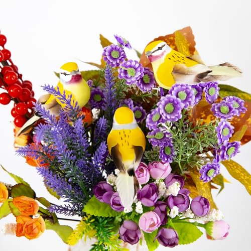 YCHTEWY -Künstlicher Vogel zur Dekoration Frühling Ornament Baum 12er Set mit Clip Weihnachten und Hochzeit Dekorationen