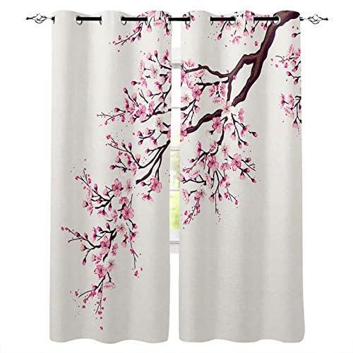 Yanyan Art 2 Panneaux Rideaux Style Japonais Sakura Chambre Moderne Salon Cuisine Rideaux Maison Enfants Chambre décor fenêtre Rideaux WxH/2x200x245cm Rideau Opaque
