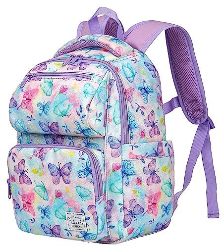 VASCHY Kinderrucksack, Niedlich Wasserabweisend 7L Vorschule Kinder Rucksack Kindergartenrucksack Schulrucksack Kleinkind Rucksack für Mädchen Jungen Schule Reisen Giltter Schmetterling Klein