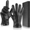 Kalapa Echte Schaffell-Lederhandschuhe für Herren, Winter, warm, Touchscreen, Fahren, Motorradhandschuhe mit Kaschmir gefüttert, Schwarz, M