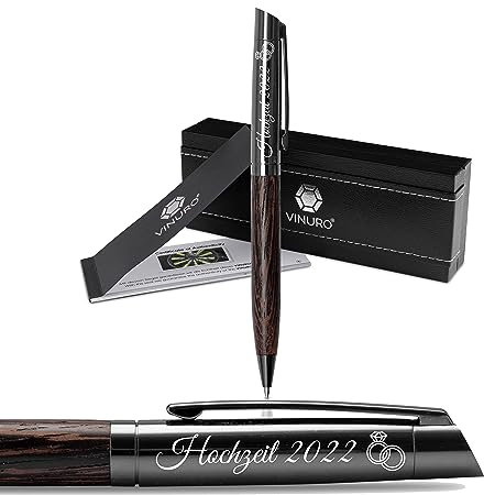Vinuro® Mira mit Gravur I hochwertiger Kugelschreiber mit Ihrer Gravur I Holz Kugelschreiber I personalisiertes Geschenk zu Weihnachten, Bachelor