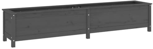 vidaXL Hochbeet, Holz Hochbeet für Garten Terrasse Balkon, Blumenkasten Pflanzbeet für Gemüse Kräuter Blumen, Gemüsebeet Kräuterbeet, Grau Massivholz Kiefer