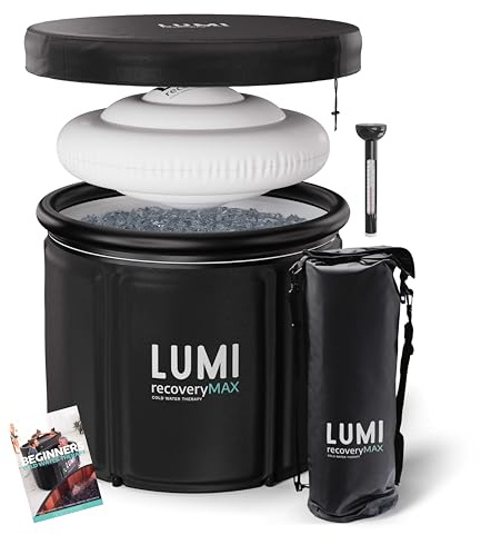LUMI Therapy Ice Bath Pod MAX 420L | 5X Thermoschichten, UFO-Deckel, Trockensack | Geistige Wellness & Leistungserholung | Kaltwassertherapie, Immun-Boost | tragbar wärmeisoliert