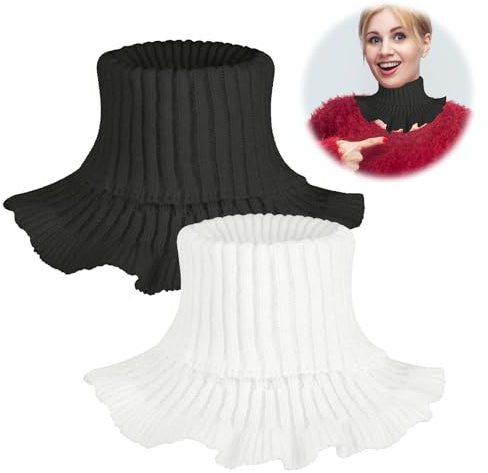 EQLEF Knitted Fake Collar, Detachable False Turtleneck Knitted Neck Warmer For Women Girls Clothing Accesories (2PCS)