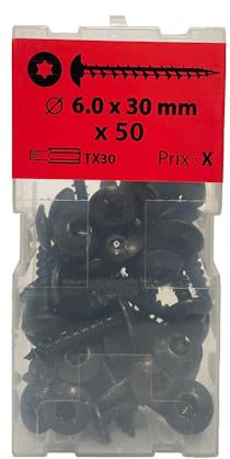 50 vis penture 6 x 30mm zingué noir - Viswood