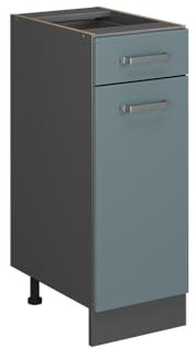 Vicco Küchenunterschrank R-Line, Blau-Grau/Anthrazit, 30 cm ohne Arbeitsplatte