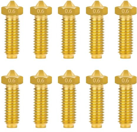 IdeaFormer 10 Stück 0.6mm 3D Drucker Messing Düse, Extruder Kobra 2 Brass Nozzle Set für 1.75mm Filament für Anycubic Kobra 2, Kobra 2 Pro, Kobra 2 Neo, Kobra 2 Plus, Kobra 2 Max 3D Drucker