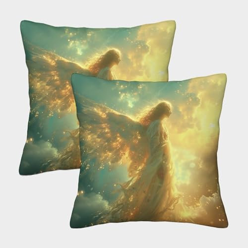 FSYQQASD Engel Kissenbezüge Kissenhülle Gott Kissenbezug Kopfkissenbezug 2er Set Zierkissenbezug Dekokissen,Für Outdoor Sommer Sofa Auto Couch Wohnzimmer 50x50cm