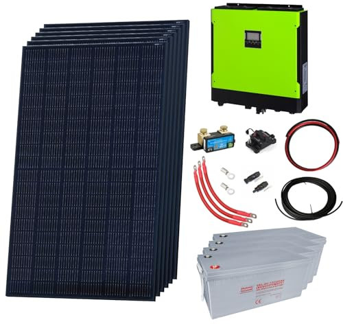 Premium 2.3kW grid-tie solar power kit with 5.5kW hybrid inverter and 9.6kWh battery bank