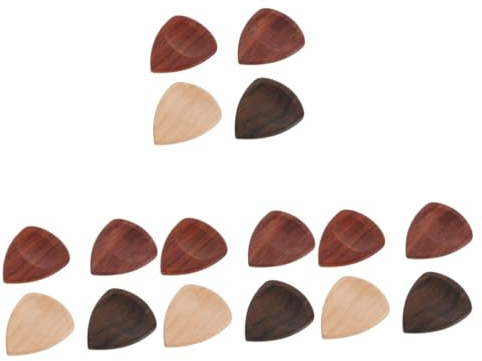 VICASKY 16stücke Holz Gitarrenplektren Leicht Handlich Komfortabel Akustikgitarre Bass Zubehör Aus Hochwertigem Holz Mit Konkaver Und Flacher Seite Für Musiker Und Gitarrenliebhaber