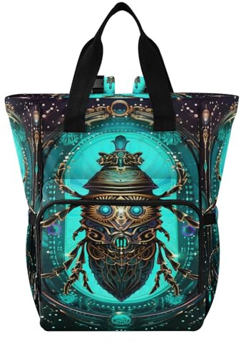 LINNIKEEEE Blau Türkis Abstraktes Horoskop Wickeltasche,Reiserucksack,Große Kapazität,Tragetasche für Mütter,für Väter Frauen und Mädchen