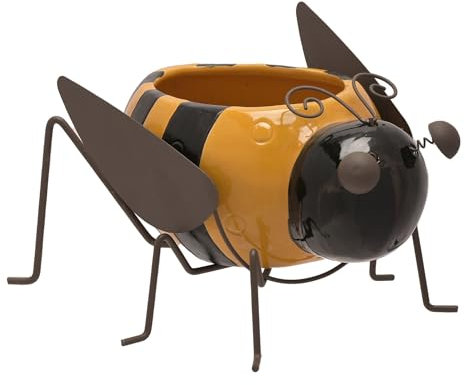 Widdop and Co Country Living Ceramic Bee Planter - Colourful Novelty Plant Pot - 23cm x 20cm x 14cm - Indoor and Outdoor Use - Planter for Garden, Home, Bug Insect Themed, Plant Pot
