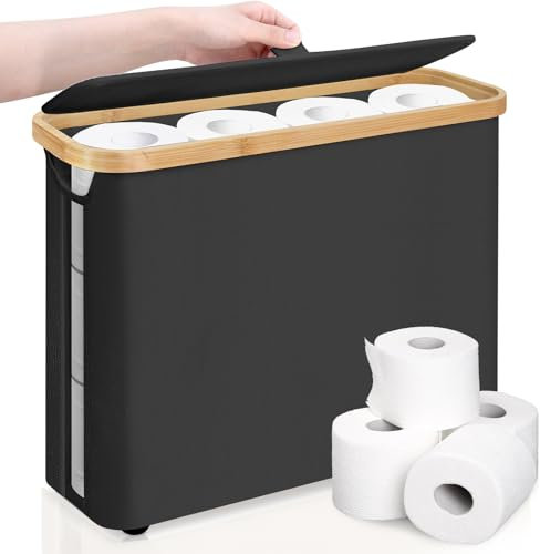 Toilettenpapier Aufbewahrung Korb mit Deckel und Griff, wasserdichter klopapier aufbewahrung, Badezimmer Organizer, Schrankbehälter, Toilettenpapier Aufbewahrungsbehälter