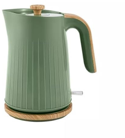 New Modern Green & Wood Effect Scandi Textured Fast Boil Kettle GTK201G 1.7L Kitchen Appliance 3000W - D78