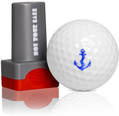 QUBI Golfball-Stempel, Golfball-Stempel, wiederverwendbarer selbstfärbender Golfball-Stempel-Marker zur Identifizierung von Golfbällen, Golfgeschenke, Golfzubehör für Männer und Frauen, Golfer (Anker)