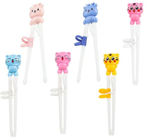 Palillos Chinos Para Niños,Minging 6 Pares Palillos Chinos Palillos para Niños Cute Animal Cartoon Design Chopsticks de Palillos de Entrenamiento Aprender Palillos para Niños Principiantes Comer