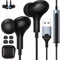 Cuffie In-Ear con Microfono, USB Auricolari PC con Filo 2,3 m, con Pulsante di Muto, Controllo del Volume, Cuffie Magnetiche Stereo HiFi, Compatto e Portatile, Ideale per Videoconferenze, Skype, Zoom
