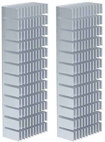 2 Stück Aluminium Kühlkörper Kühler, Schlitz Wärme Heizkörper Board CPU Kühlung 120x40x20mm, für PCB, Ultraschall, Elektronische Chip, Router (Mit selbstklebender Rückseite)
