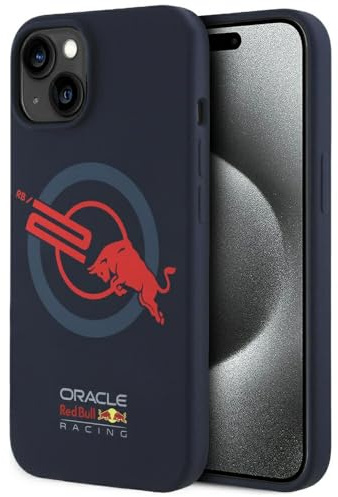 CG MOBILE Red Bull HC Silicone ORBR20 Logo Red Lining Hülle für iPhone 15 kompatibel mit MagSafe Marine