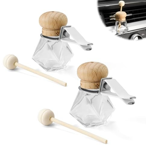 SHENGYIG 2 Stück Auto Diffuser für Ätherische öle, 8 ML Auto Parfum Flasche, Elegant Einfach, Exquisit Langlebig, Auto Duft Flasche, Geeignet Füllen Parfüm,Dekoration Häusern Büros, Autos