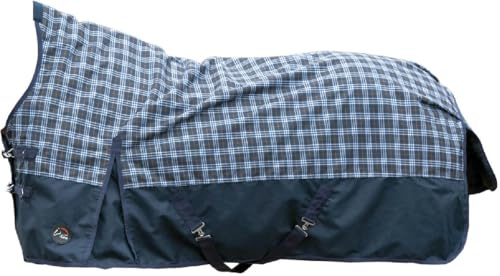 HKM Glasgow- 1200D mit glattem Futter Highneckdecke, Dunkelblau Karo, 145
