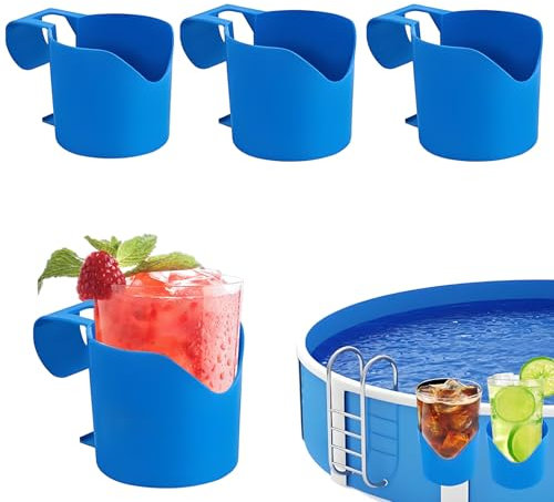 Pool Getränkehalter 4 Stück, Getränkehalter Pool, Pool Zubehör Getränkehalter, Pool Wasserbecher-Hängehalter, Poolside Getränkehalter für Pool Aufstellpool Schwimmbecken Poolzubehörteile