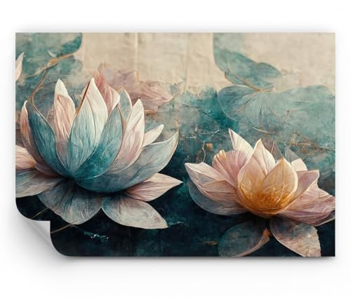 ARTTOR Papier Peint Panoramique Standard - Fleurs Art Déco Lotus - 400x280 cm - Revêtement mural décoration Moderne Décoration Wallpaper Design Tableaux Muraux Photo Salon Chambre - WF1AA400x280-5976