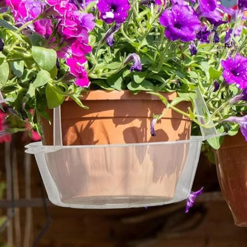 Clear Plant Saucer Drip Trays, Hanging Plant Basket Drip Trays, 12Pcs Flower Pot Base For Garden Outdoor Indoor