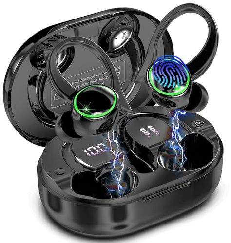 Matast Wireless Earbuds, Bluetooth 5.4 Headphones, 50H+ Playtime Stereo Noise Canceling Headphones with 4 ENC Mic, Sport Ear buds with Earhooks, IPX7 Waterproof Wireless E