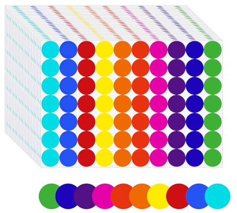1750 Stück Klebepunkte Bunt, 20mm Punkte Aufkleber, Punkte Runde Sticker