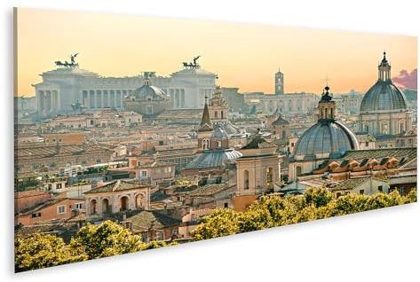 islandburner Bild auf Leinwand Rom Panorama bei Sonnenuntergang Bilder Wandbilder 120x40cm