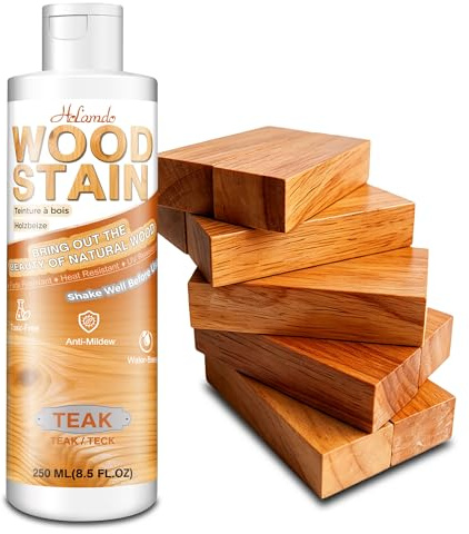 Water Based Wood Stain 250ml, Teak Indoor Outdoor Furniture Stain | Wood Varnish for Doors, Windows, Paneling & Cabinets, Low Odor, Non-Toxic, Fade Resistant, Multiple Finishes