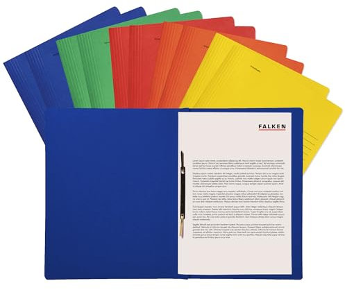 Original Falken 10er Pack Recycling-Schnellhefter DIN A4 Intensivfarben sortiert. Made in Germany Blauer Engel Hefter Papphefter Kartonschnellhefter Schulhefter Pappordner Mappe Schulordner