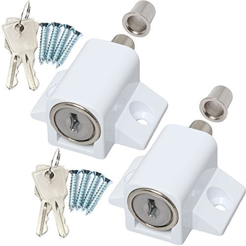 2X White Window/Door Lock Catches & Screws UPVC Metal Locking Sliding Dead Bolts