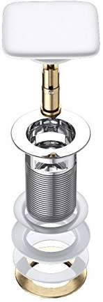 Durovin Bathrooms Push Pop Up Sink Waste Plug - Slotted Suitable for Basin with Overflow - Rising Square Ceramic Push Button (HY PU03)