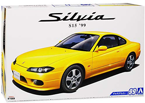 Aoshima Nisan Silvia S15 Coupe Gelb Spec R 7. Generation 1999-2002 Kit Bausatz 1/24 Modell Auto mit individiuellem Wunschkennzeichen