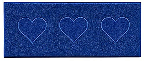 Nicoman Heart Shape Embossed Entrance Door Mat Non Slip Dirt Trapper PVC Spaghetti Mat with Rubber Base, Jet Washable Quick Drying Doormat Watertight Indoor or Outdoor - (Runner, Blue, 150 x 60cm)