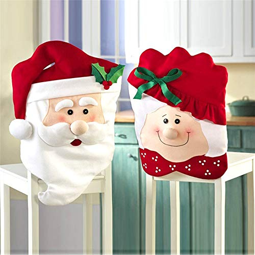 Fontee® 1 Paar Weihnachtsdekoration Stuhlhussen, Santa Hut Stuhlhussen, Weihnachtsmann Mütze Stuhlrückenbezug Rot Hut Stuhlrückenbezug Weihnachten Esstischparty Dekor (Opa und Oma)