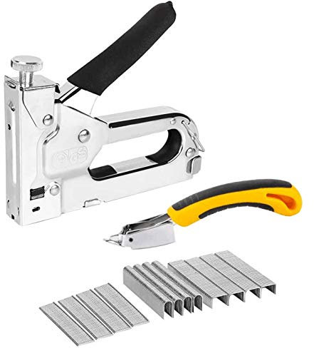INHEMI Staple & Nail Gun, 3 in 1 Manual Nail Gun with 3000 Staples and Staple Remover - Heavy Duty Gun for Upholstery, Fixing Material, Decoration, Carpentry, Furniture