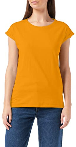 Build Your Brand By021-ladies Extended Shoulder Tee, Maglietta Donna, Arancio Paradiso, L
