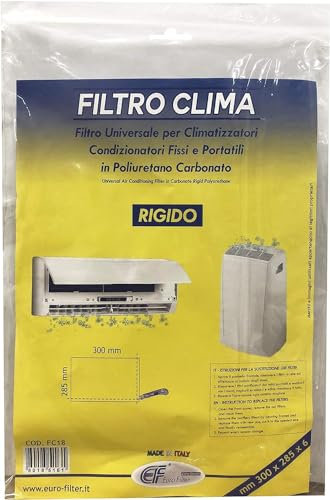 Eurofilter - Filtro Universale 300x500x6 millimetri (ritagliabile) per Climatizzatori Fissi e Portatili di tutte le marche in Poliuretano
