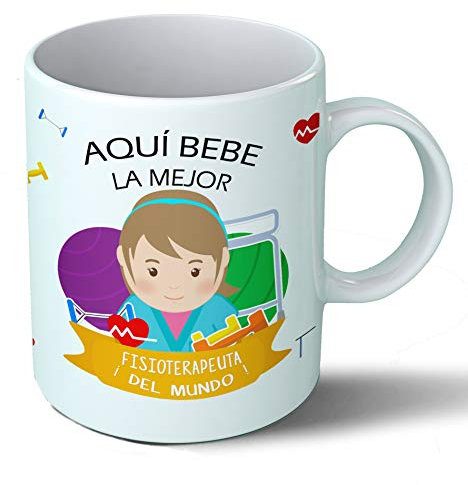 Planetacase - Taza Fisioterapeuta - Regalo Original Fisioterapia - Cerámica 330 mL - Taza Desayuno Apta para Microondas y Lavavajillas - - Resistente a Lavados - Fisioterapeuta (La)