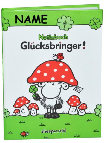 alles-meine.de GmbH Notizbuch/Tagebuch - Schaf Glücksbringer Sheepworld Glückspilz - mit Namen - Dickes Buch gebunden für Geheimnisse Reisetagebuch / A5 blanko Hardcover - ..