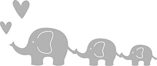 Rayher Stanzschablone Elefantenfamilie, Set 2-teilig, 0,8 - 2,3 cm x 0,7 – 9 cm, für Kartengestaltung, Scrapbooking und vieles mehr, Prägeschablonen, 50260000, Grau