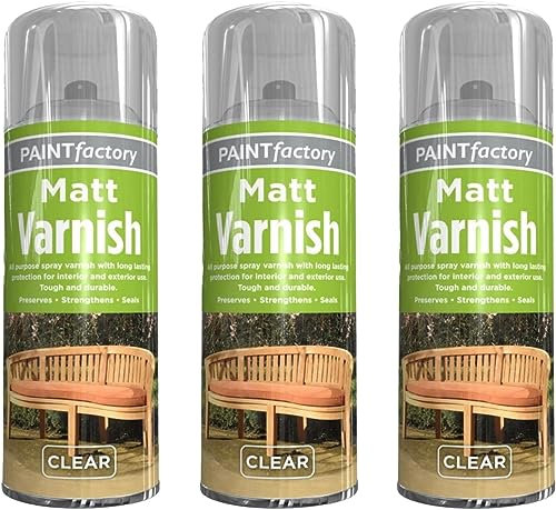SDMAX Clear Varnish, Professional Matt Finish Spray, All Purpose Colour, Matt Finish, Varnish Spray, Interior/Exterior Protection (Pack of 3)
