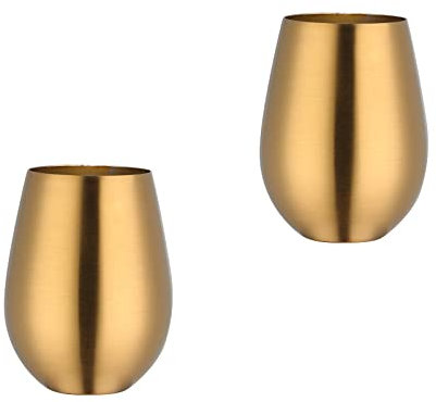 Buyer Star Edelstahl-Bierkrüge 2er Set, Farbige Bierkrüge, Krüge für Bier, Kaffee, Saft. spülmaschinenfest，Gold