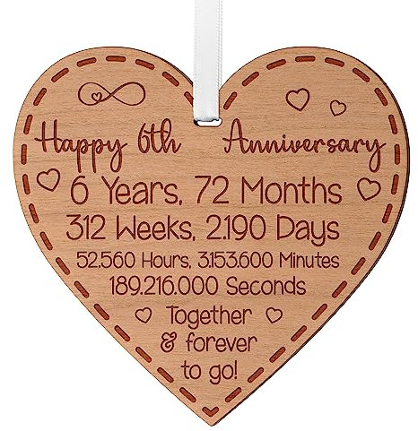 Happy 6th Anniversary Gift for Couples - 6th Wedding Anniversary Gifts for Him Her - Six Year Engagement Present for Fiance - 6 Year Celebration Keepsake for Husband Wife Boyfriend Girlfriend
