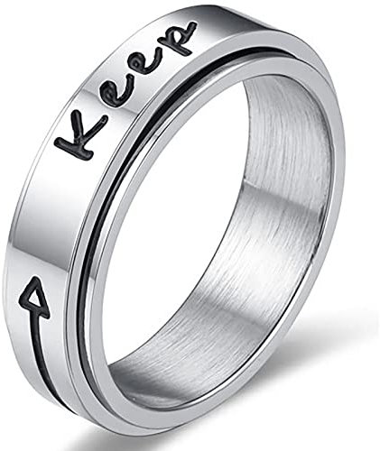 Gleamart Drehring aus Edelstahl, Zappelringe, inspirierender Angstring, Sorgenlinderungsring, Edelstahl