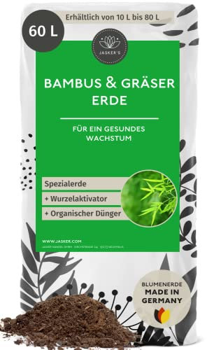 Bambuserde & Gräsererde 60 L - Bambus Erde mit 100 Tage NPK Dünger für kräftige Pflanzen - Luftig lockere Erde für Bambus & Gräser Arten - Erde für Bambus, Ziergräser & Pampasgras